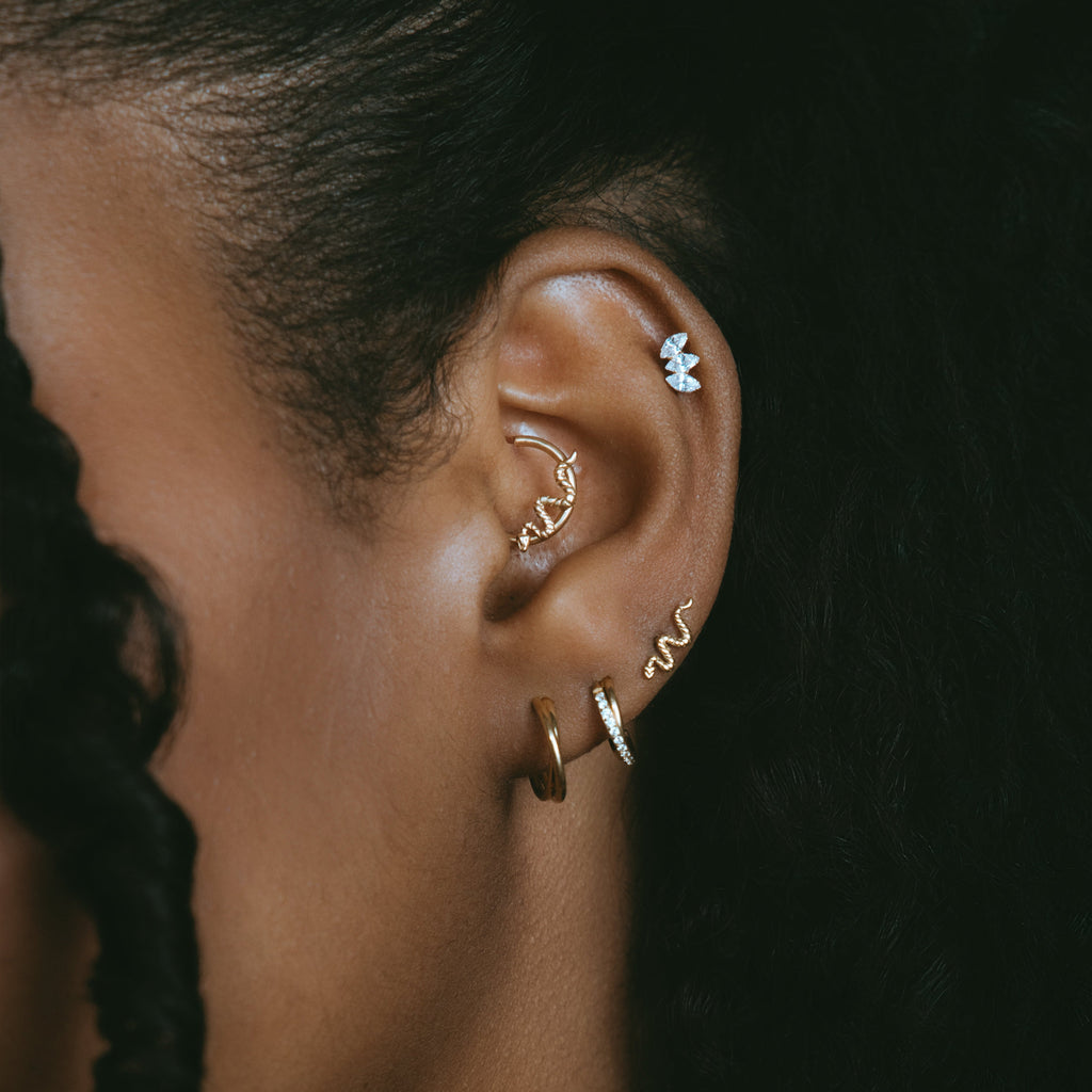 Luxury Twisted Pavé Hoop Piercing