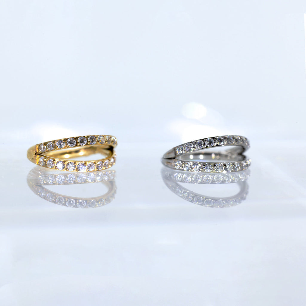 Luxury Sculpted Pavé Hoop Piercing