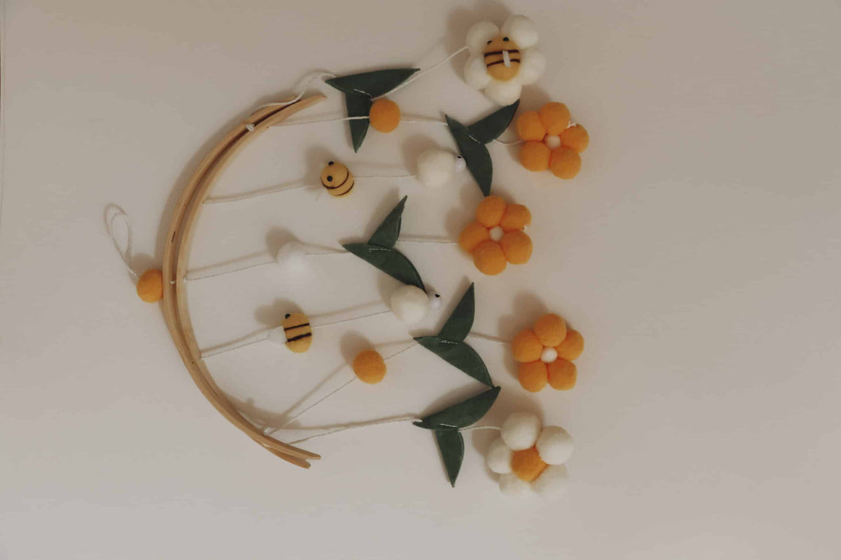 Handmade Yellow Bees baby mobile